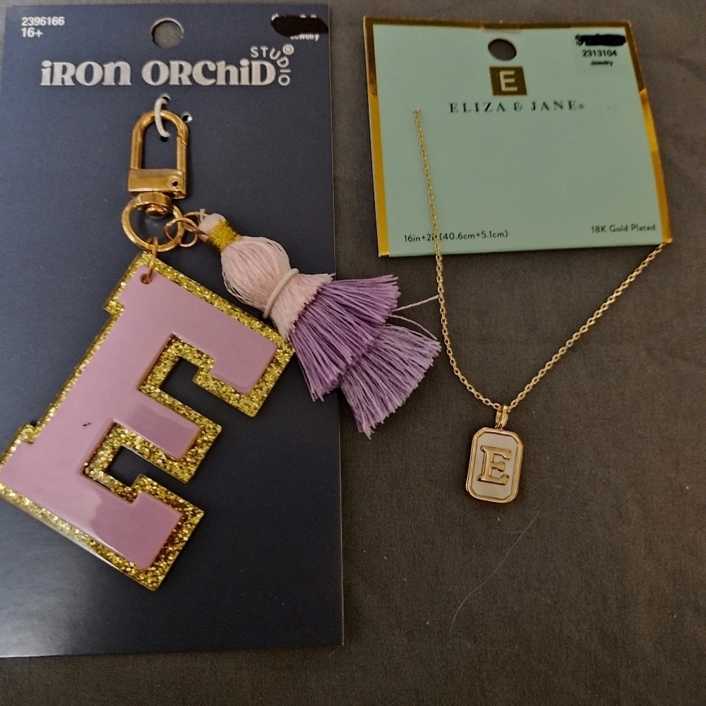 Initial "E" Necklace And Keychain - Picture 2 of 5